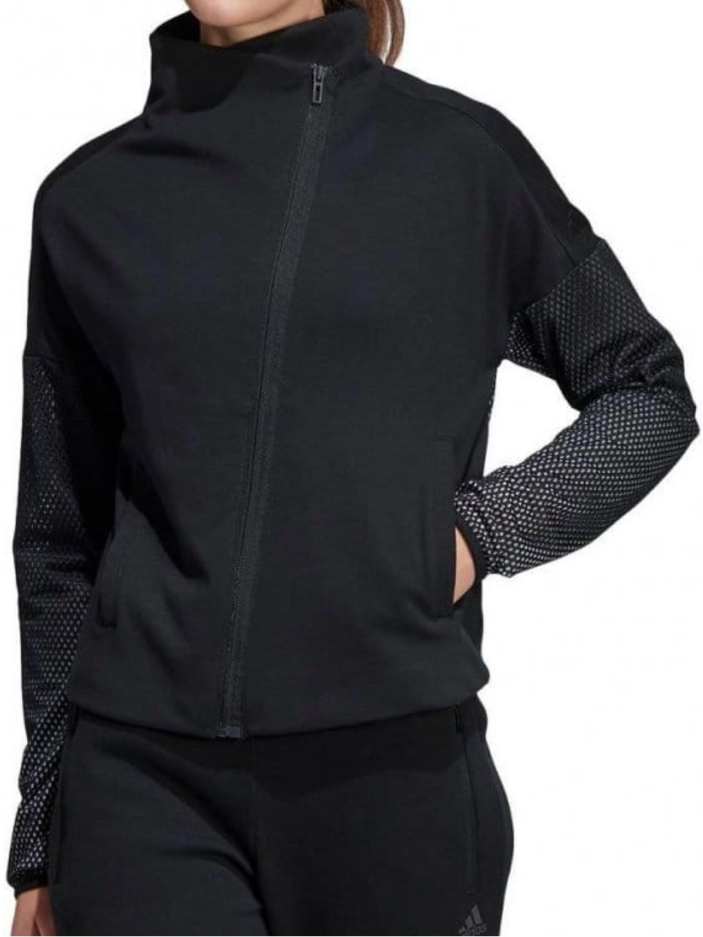 Adidas Girls Youth Heartracer Mesh Sleeves Asymmetrical Zip Jacket XL